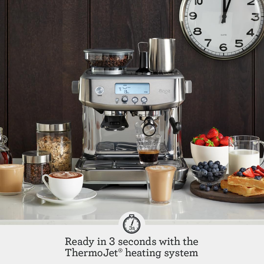 Sage - The Barista Pro, Bean to Cup Coffee Machine with Grinder and Milk Frother, Brushed Stainless Steel