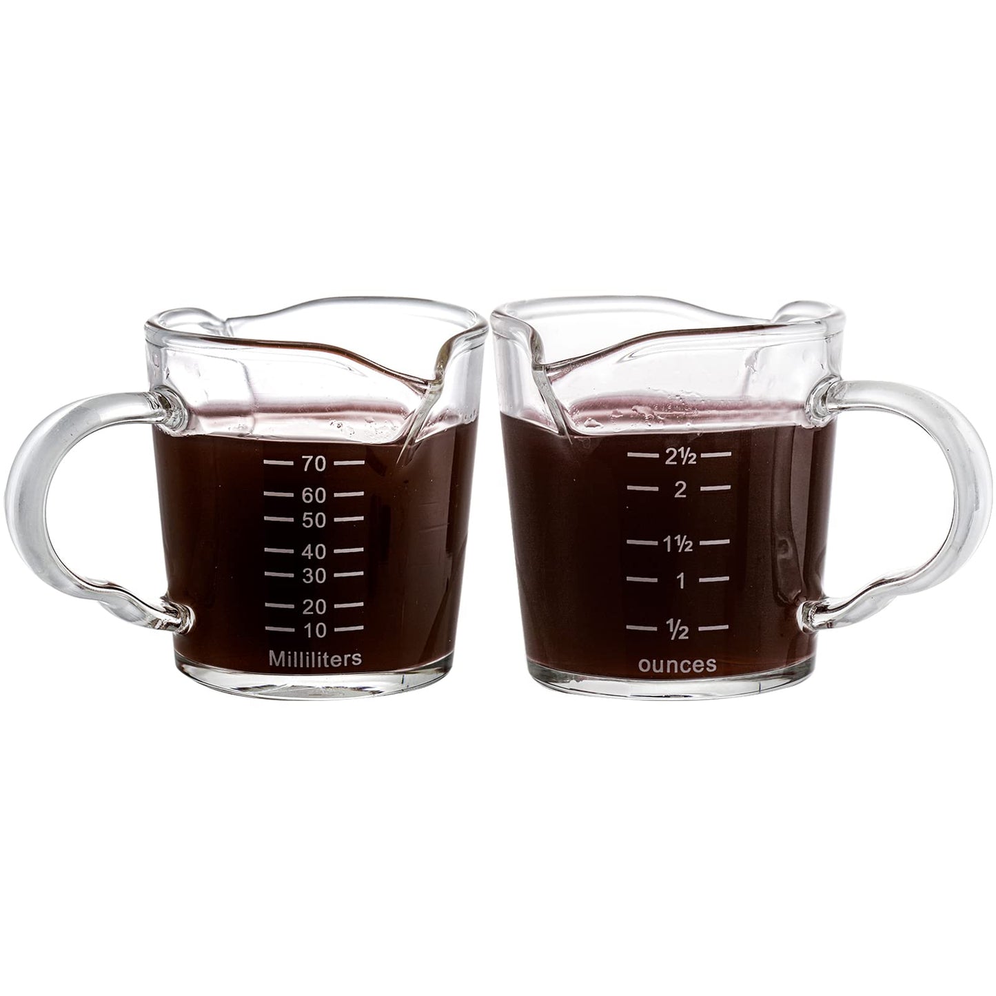 4 Pack Double Spouts Measuring Cups Espresso Shot Glass with Handle