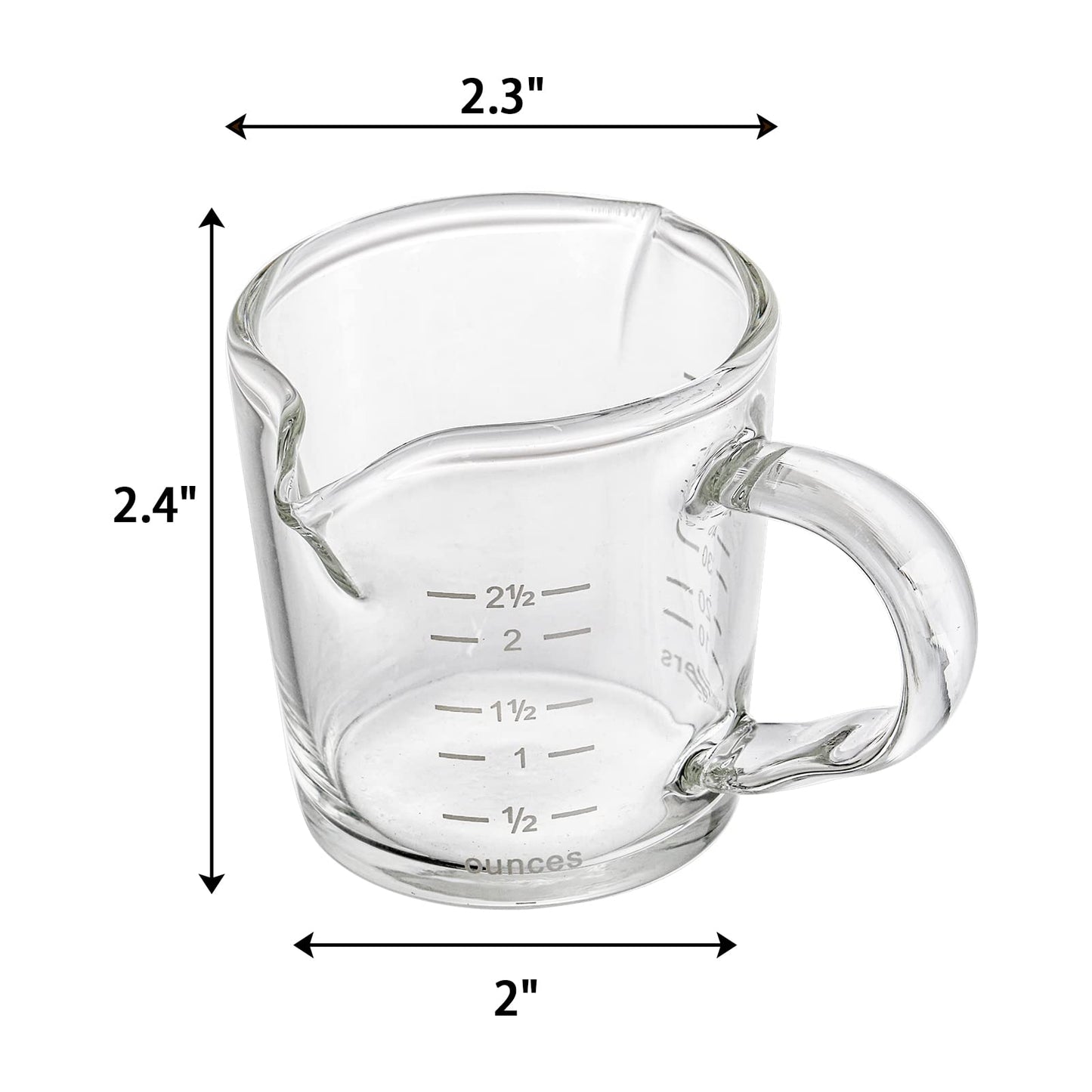 4 Pack Double Spouts Measuring Cups Espresso Shot Glass with Handle