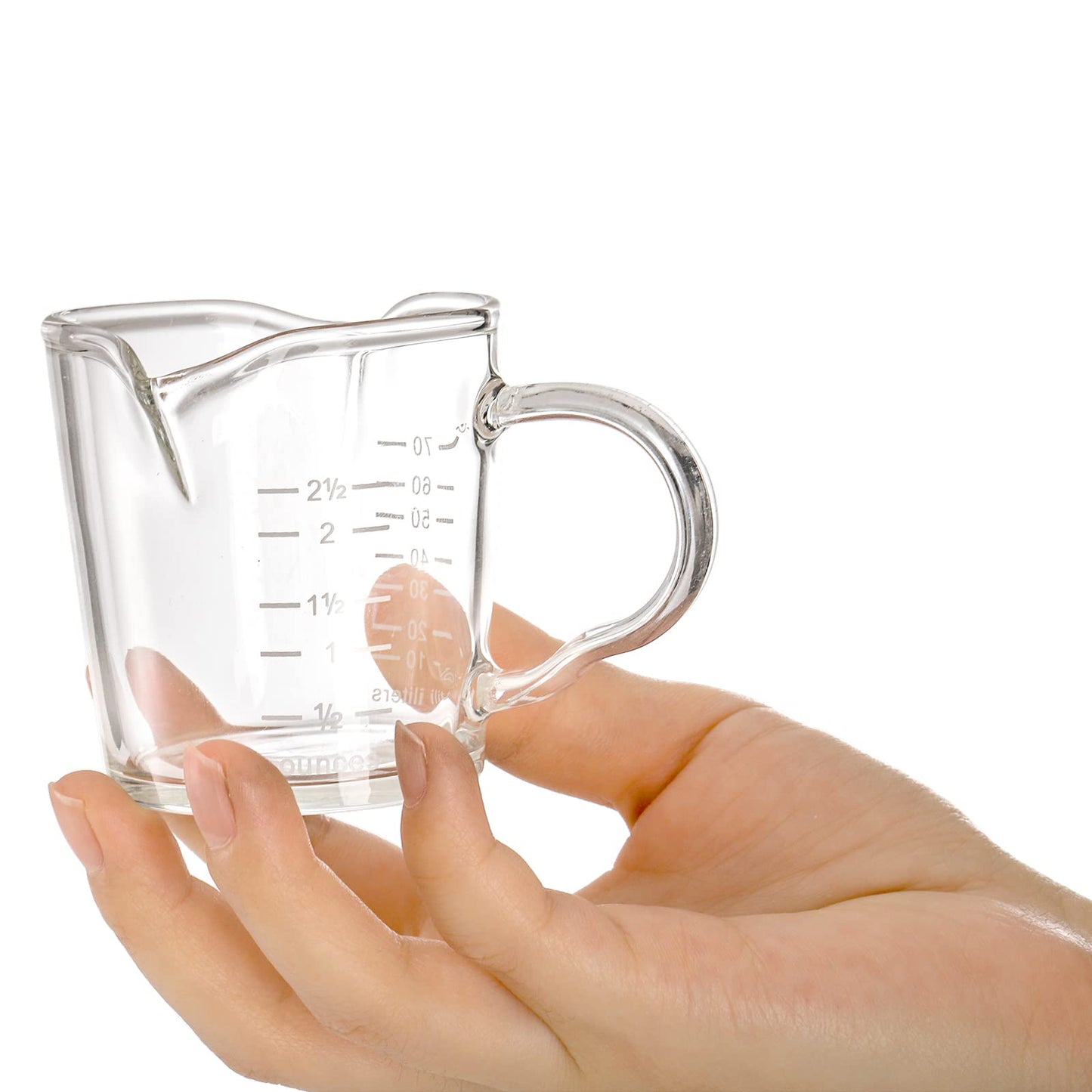 4 Pack Double Spouts Measuring Cups Espresso Shot Glass with Handle