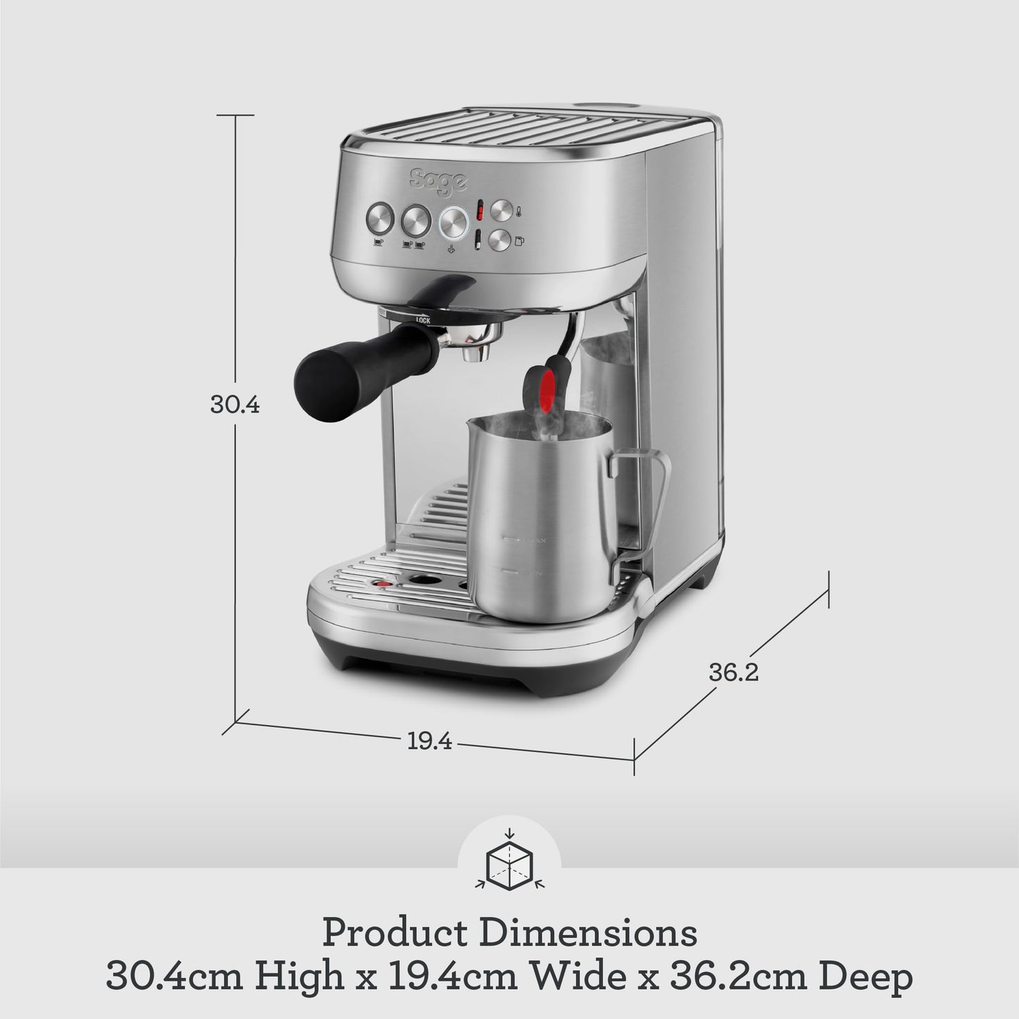 Sage - The Bambino Plus - Compact Coffee Machine with Automatic Milk Frother, Brushed Stainless Steel