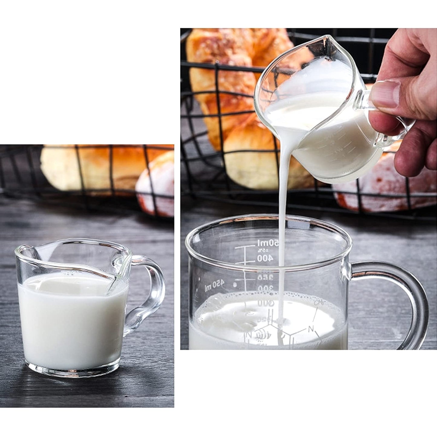 4 Pack Double Spouts Measuring Cups Espresso Shot Glass with Handle