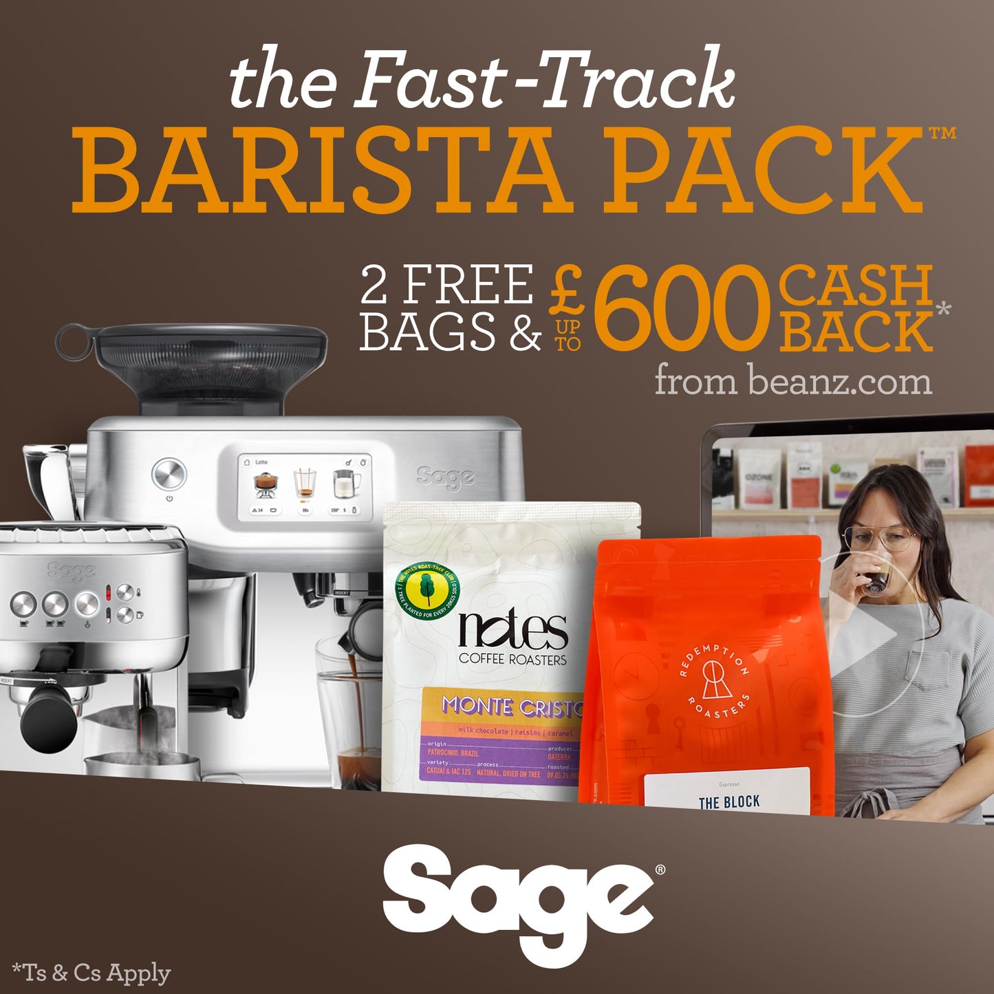 Sage - The Barista Pro, Bean to Cup Coffee Machine with Grinder and Milk Frother, Brushed Stainless Steel