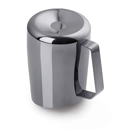 Barista & Co Stainless Steel Milk Jug - Portable Dial Milk Frothing Jug for Coffee Machine with Internal Measuring Marks - Black 600ml Milk Frothing Pitcher for Coffee Art Making, as Latte, Cappuccino