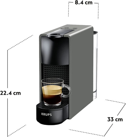 Nespresso Krups XN110BRD Essenza mini coffee capsule machine | 0.6 L | 19 bar | energy saving mode | grey | energy class A