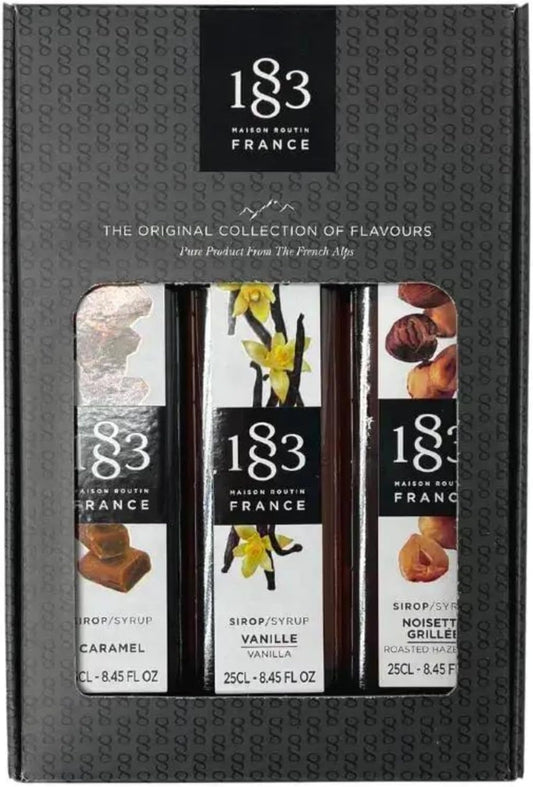 1883 Maison Routin Premium Syrup Gift Set (Caramel, Vanilla & Roasted Hazelnut) 3 x 250ml