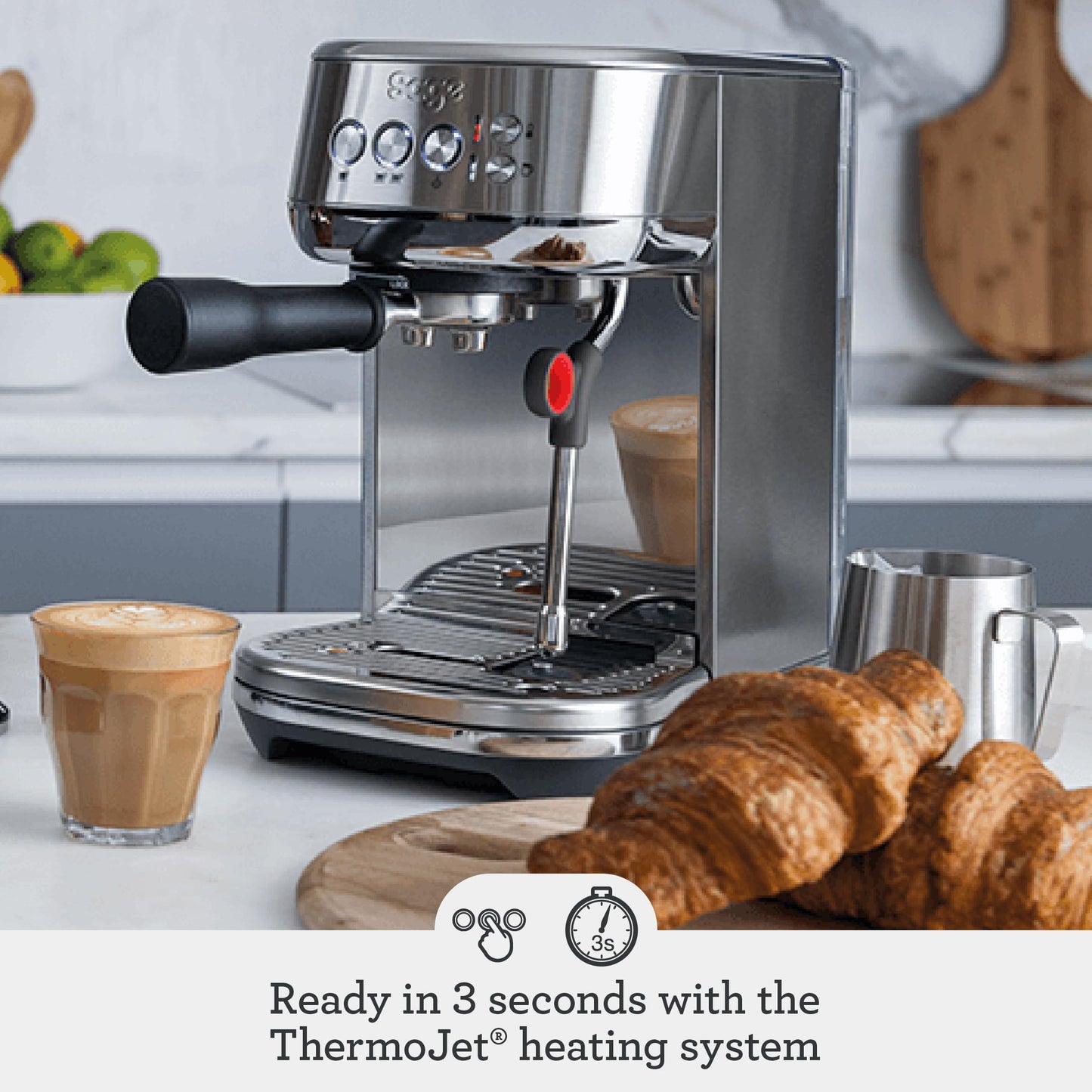 Sage - The Bambino Plus - Compact Coffee Machine with Automatic Milk Frother, Brushed Stainless Steel