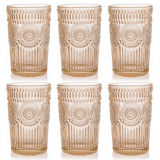 6 Pack 350ml Colored Drinking Glasses, 12oz