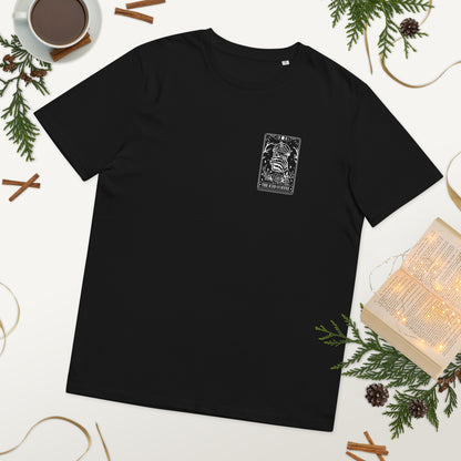 the iced coffee tarot // front + back // organic t-shirt
