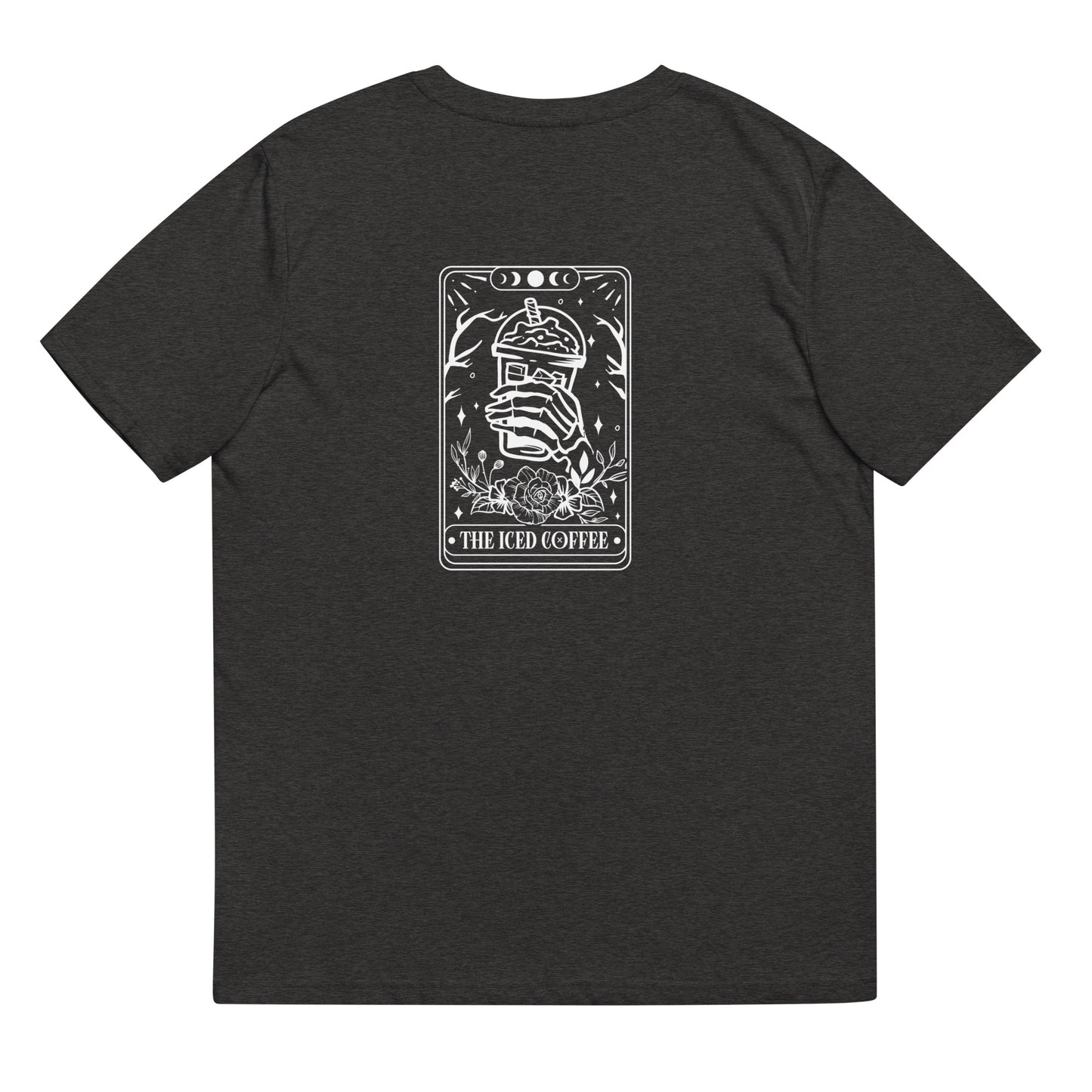 the iced coffee tarot // front + back // organic t-shirt